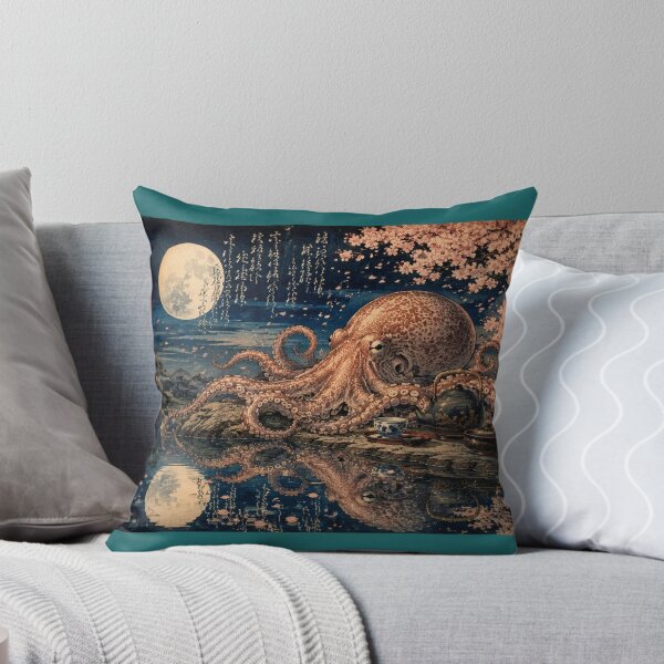 Item preview, Octopus Tea Ceremony under the Full Moon, Japanese Ukiyo-e Style designed and sold by Natalia-Vlad.