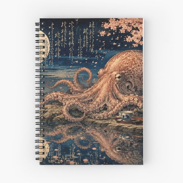 Item preview, Octopus Tea Ceremony under the Full Moon, Japanese Ukiyo-e Style designed and sold by Natalia-Vlad.