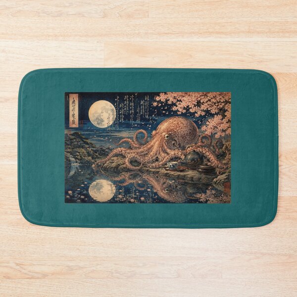 Item preview, Octopus Tea Ceremony under the Full Moon, Japanese Ukiyo-e Style designed and sold by Natalia-Vlad.