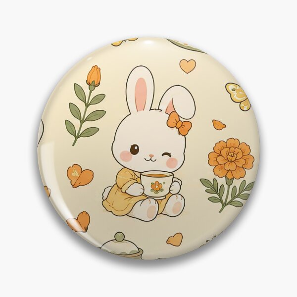 Item preview, Bunny Marigold Tea Garden Pattern designed and sold by Soft Berry Studio.