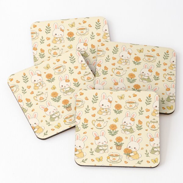 Item preview, Bunny Marigold Tea Garden Pattern designed and sold by Soft Berry Studio.