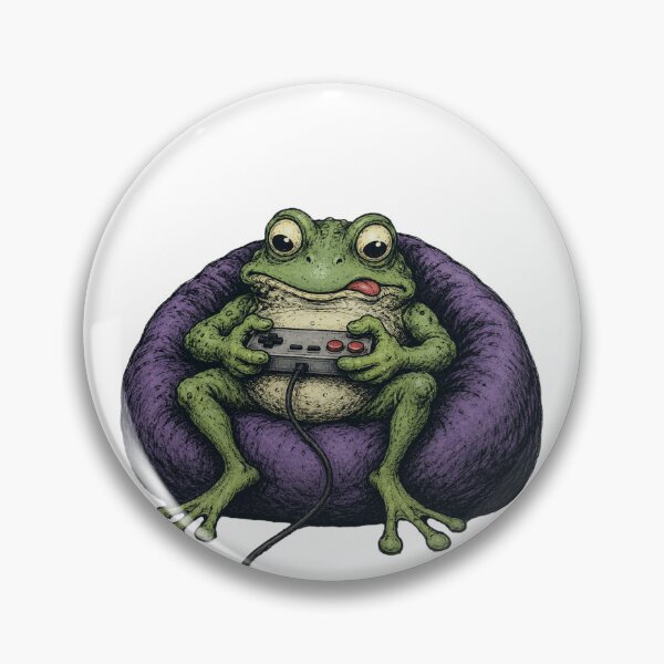 Item preview, Gamer Frog Slouched in Beanbag with Retro Controller Vintage 70s Comix Style Funny Gaming Art designed and sold by OnPointOutfits.