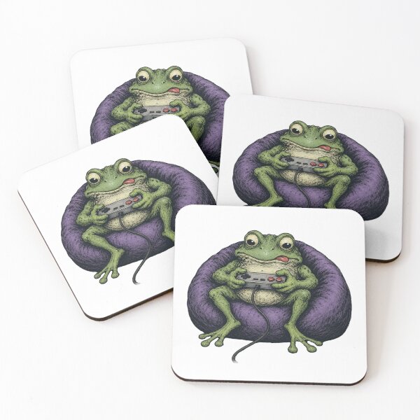Item preview, Gamer Frog Slouched in Beanbag with Retro Controller Vintage 70s Comix Style Funny Gaming Art designed and sold by OnPointOutfits.