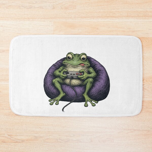 Item preview, Gamer Frog Slouched in Beanbag with Retro Controller Vintage 70s Comix Style Funny Gaming Art designed and sold by OnPointOutfits.