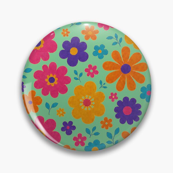 Item preview, Groovy Garden Retro 70s Flower Power Floral Pattern designed and sold by The Fine Print by BassAddict.