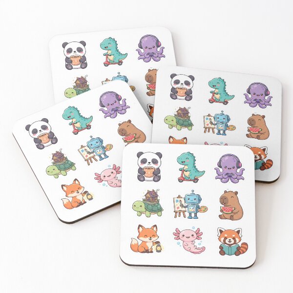 Item preview, Kawaii Animal and Character Sticker Pack Grid designed and sold by M.Store.