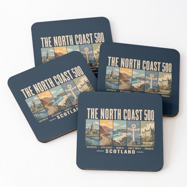 Item preview, North Coast 500 Scotland Landmarks Illustration Vintage designed and sold by KrisSidDesigns.