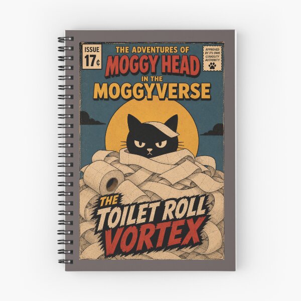 Item preview, The Toilet Roll Vortex/Moggy Head Comic/Funny Black Cat Retro Comic/Vintage Cat Illustration  designed and sold by Halejo68.