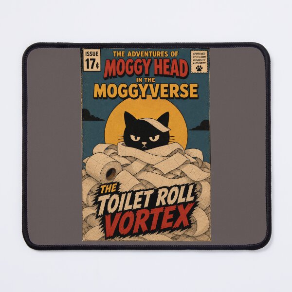 Item preview, The Toilet Roll Vortex/Moggy Head Comic/Funny Black Cat Retro Comic/Vintage Cat Illustration designed and sold by Halejo68.