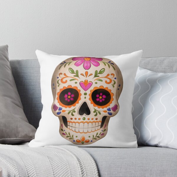 Item preview, White Sugar Skull Watercolor Illustration with Floral Ornament designed and sold by Ms. Iryna.