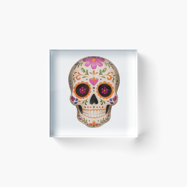 Item preview, White Sugar Skull Watercolor Illustration with Floral Ornament designed and sold by Ms. Iryna.