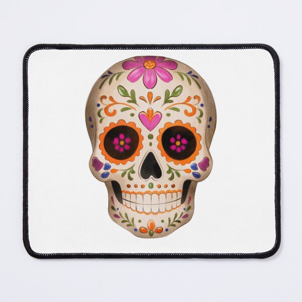 Item preview, White Sugar Skull Watercolor Illustration with Floral Ornament designed and sold by Ms. Iryna.