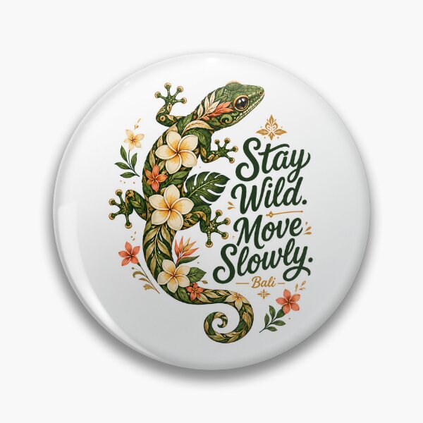 Item preview, Stay wild. Move slowly. – Bali Tropical Gecko | Floral island design designed and sold by filou designs.
