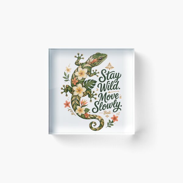 Item preview, Stay wild. Move slowly. – Bali Tropical Gecko | Floral island design designed and sold by filou designs.
