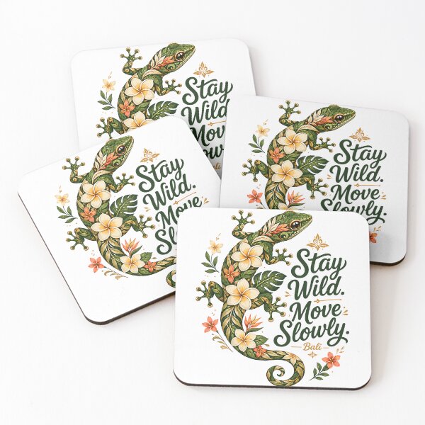Item preview, Stay wild. Move slowly. – Bali Tropical Gecko | Floral island design designed and sold by filou designs.