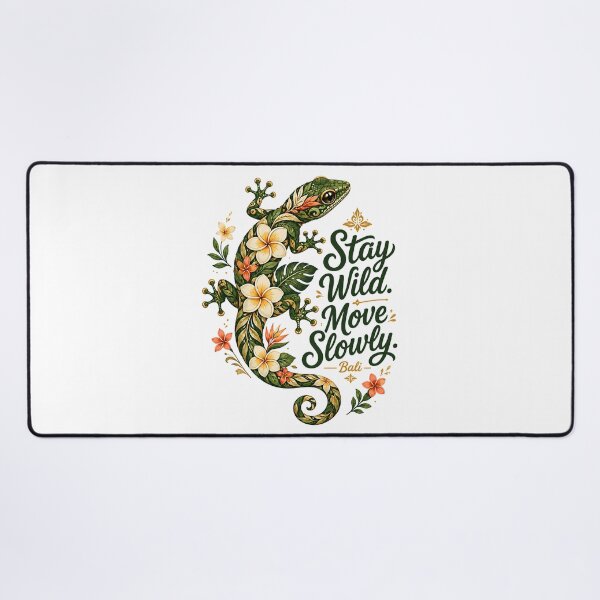 Item preview, Stay wild. Move slowly. – Bali Tropical Gecko | Floral island design designed and sold by filou designs.