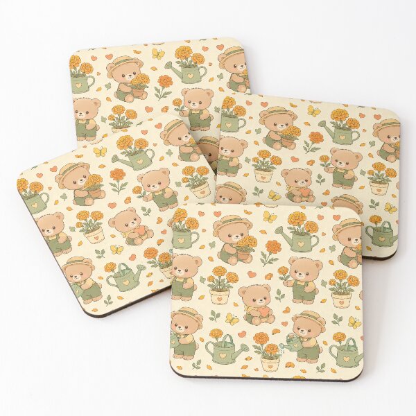 Item preview, Teddy Bear Marigold Garden Pattern designed and sold by Soft Berry Studio.