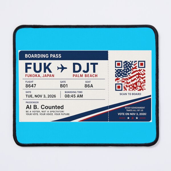 Item preview, ✈️ FUK → DJT Boarding Pass - LAST CALL FOR DEMOCRACY COLLECTION ✈️ - Passenger Al B. Counted designed and sold by WheelieGdArt.