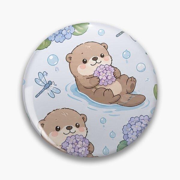 Item preview, Otter Hydrangea River Pattern designed and sold by Soft Berry Studio.