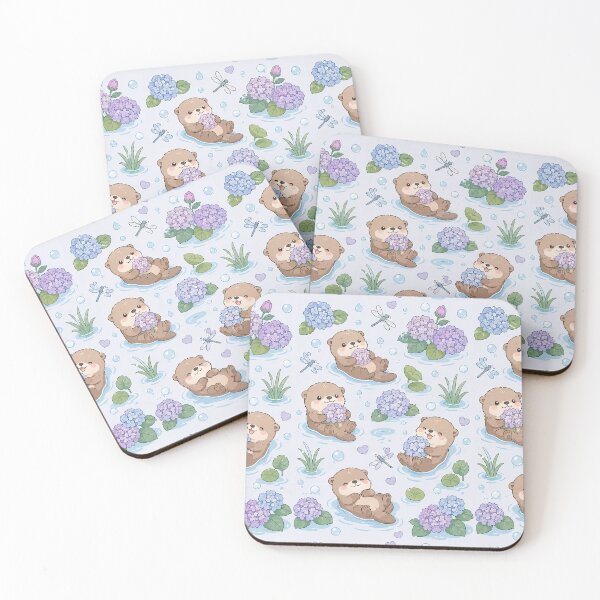 Item preview, Otter Hydrangea River Pattern designed and sold by Soft Berry Studio.