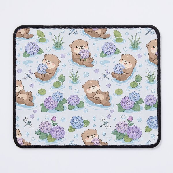 Item preview, Otter Hydrangea River Pattern designed and sold by Soft Berry Studio.