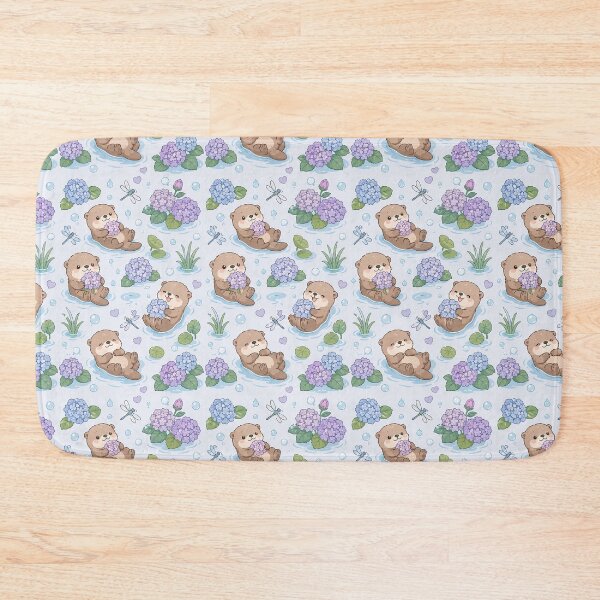 Item preview, Otter Hydrangea River Pattern designed and sold by Soft Berry Studio.