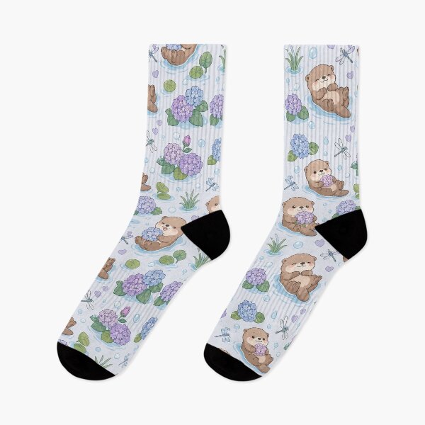 Item preview, Otter Hydrangea River Pattern designed and sold by Soft Berry Studio.