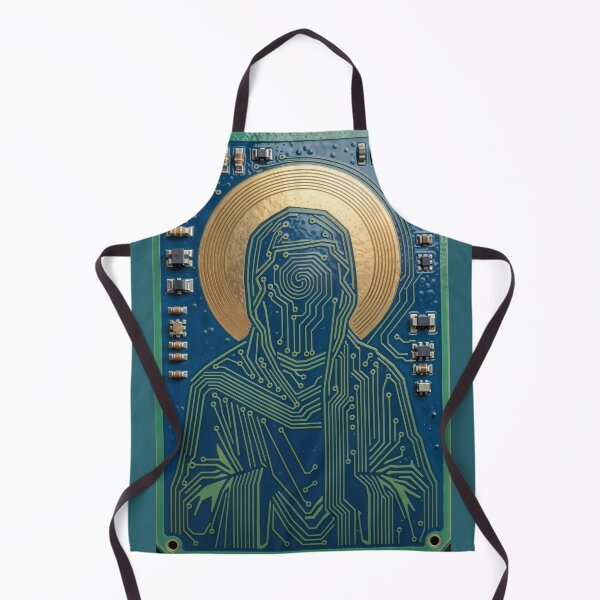 Item preview, The Techno Deity, Futuristic Cyber Saint Icon on Printed Circuit Board designed and sold by Mike Kiev art.