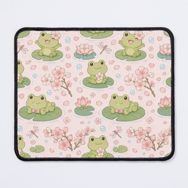Item preview, Frog Cherry Blossom Pond Pattern designed and sold by Soft Berry Studio.
