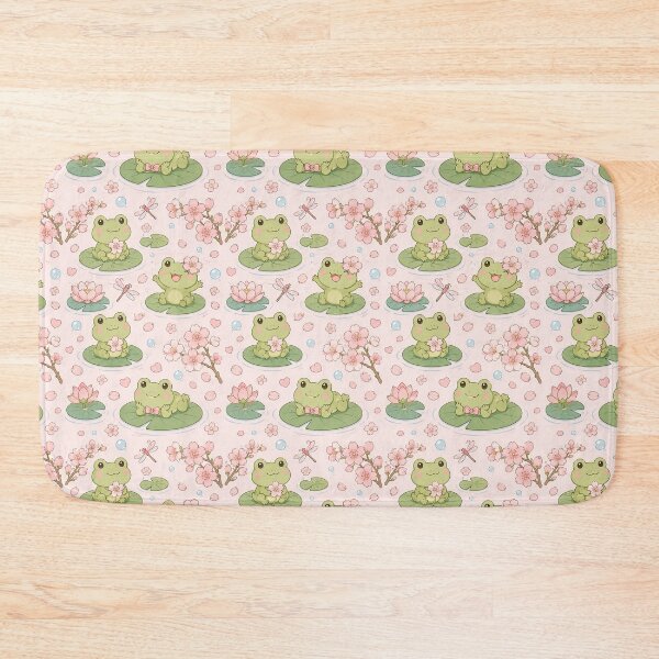 Item preview, Frog Cherry Blossom Pond Pattern designed and sold by Soft Berry Studio.
