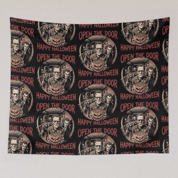 Item preview, Open The Door Happy Halloween Classic Monsters designed and sold by d247.