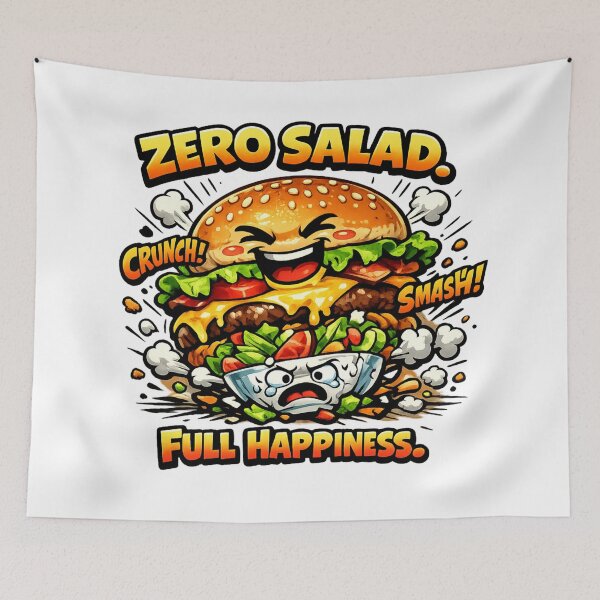 Item preview, Zero Salad Full Happiness: Comedy Burger Over Healthy Salad designed and sold by irfanshikh.