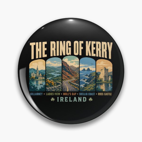 Item preview, Ring of Kerry Ireland Landmarks Illustration Vintage designed and sold by KrisSidDesigns.