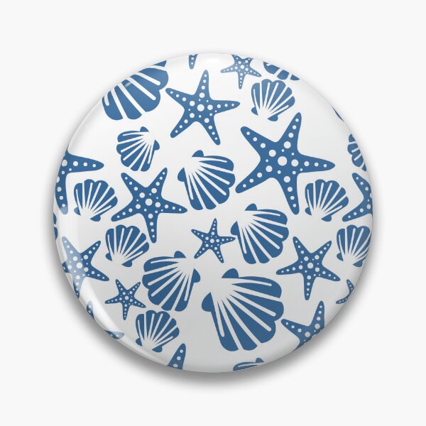 Item preview, Blue Starfish and Seashell Seamless Pattern designed and sold by BetweenForms.