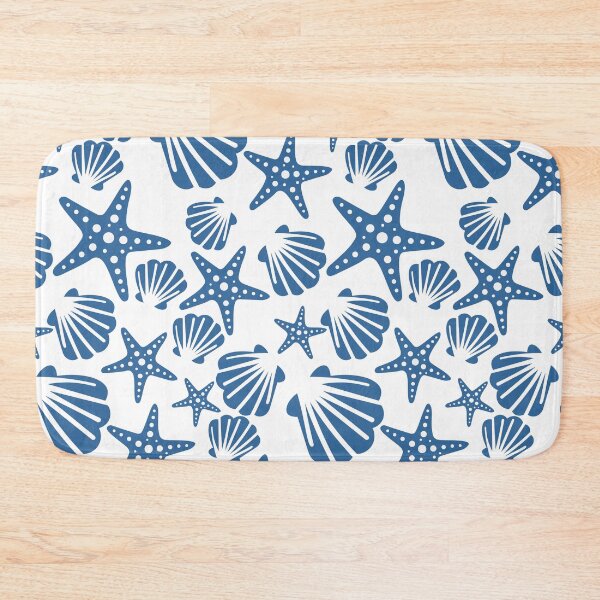 Item preview, Blue Starfish and Seashell Seamless Pattern designed and sold by BetweenForms.