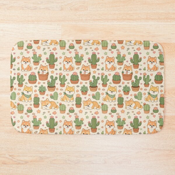 Item preview, Shiba Inu Cactus Bloom Pattern designed and sold by Soft Berry Studio.
