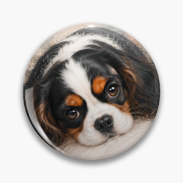 Item preview, Cavalier King Charles Spaniel Resting on a Cozy Pillow | Soft Floral Watercolor Puppy Portrait | Cute Dog Wall Art designed and sold by ManJiangHong.
