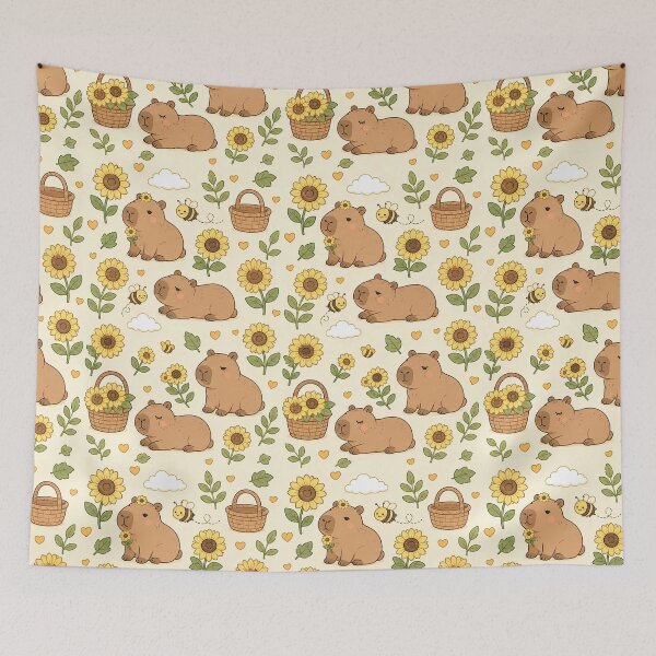 Item preview, Capybara Sunflower Field Pattern designed and sold by Soft Berry Studio.