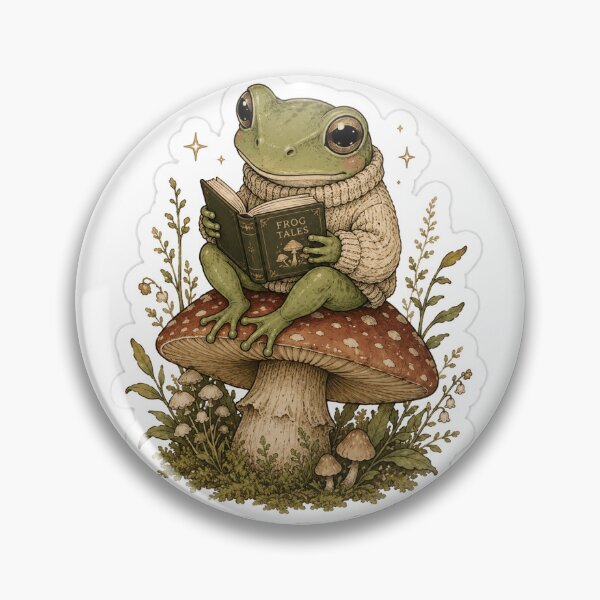 Item preview, Cottagecore Reading Frog Sticker designed and sold by jennipicheni.