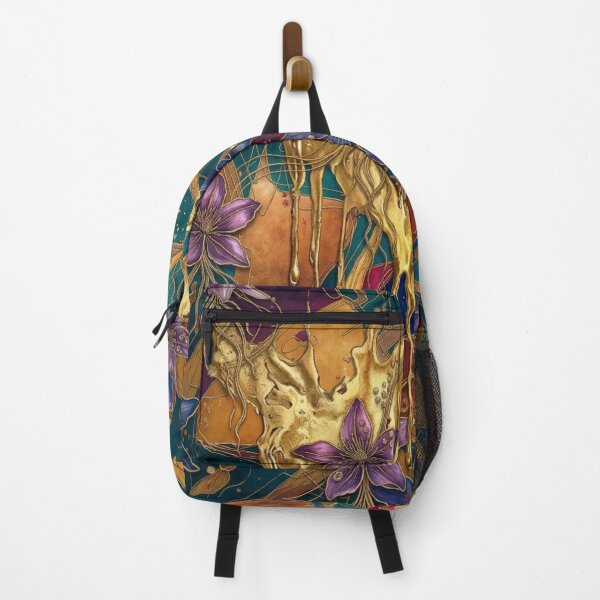 Item preview, Molten Gold Drip Teal Purple Orchid Pattern designed and sold by WitchyBotanicaArt.