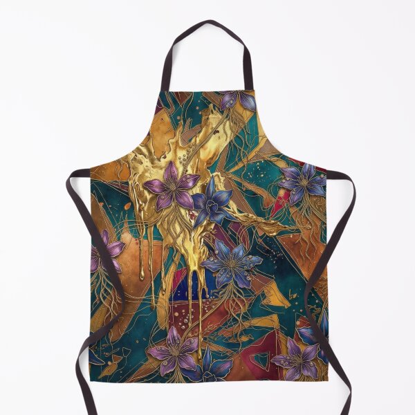 Item preview, Molten Gold Drip Teal Purple Orchid Pattern designed and sold by WitchyBotanicaArt.