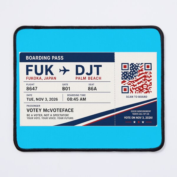 Item preview, ✈️ FUK → DJT Boarding Pass - LAST CALL FOR DEMOCRACY COLLECTION ✈️ - Passenger Votey McVoteFace designed and sold by WheelieGdArt.