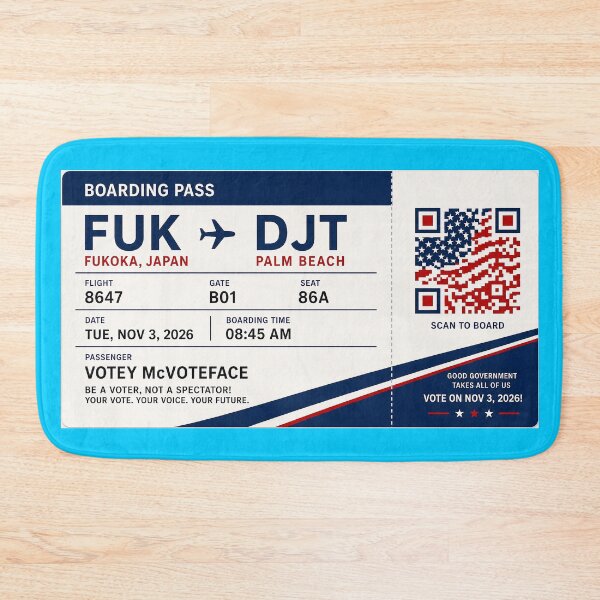 Item preview, ✈️ FUK → DJT Boarding Pass - LAST CALL FOR DEMOCRACY COLLECTION ✈️ - Passenger  Votey McVoteFace designed and sold by WheelieGdArt.