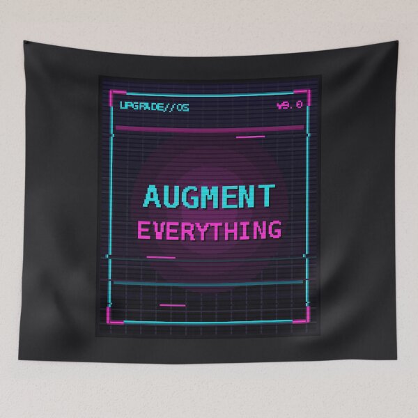 Aperçu de l'œuvre Augmenter tout — Citation néon transhumaine cyberpunk créée et vendue par One More Run.