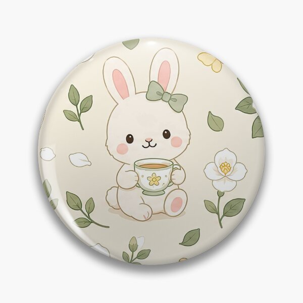 Item preview, Bunny Gardenia Tea Garden Pattern designed and sold by Soft Berry Studio.