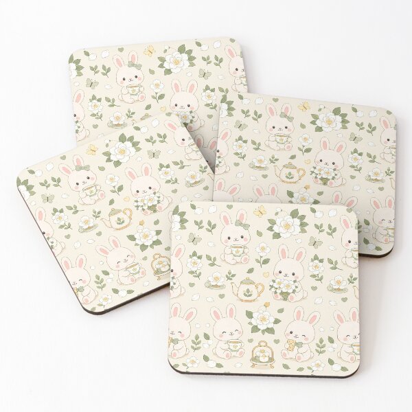 Item preview, Bunny Gardenia Tea Garden Pattern designed and sold by Soft Berry Studio.