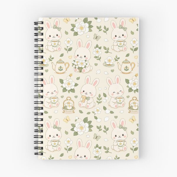 Item preview, Bunny Gardenia Tea Garden Pattern designed and sold by Soft Berry Studio.
