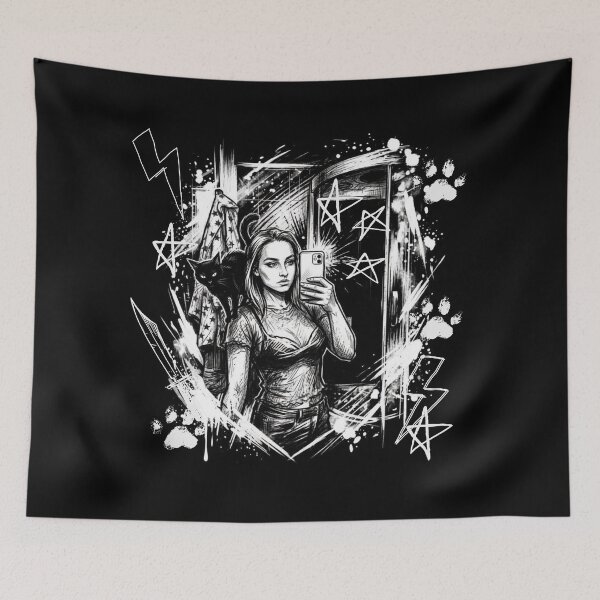 Item preview, mirror and black cat - Black designed and sold by CaylaTay.