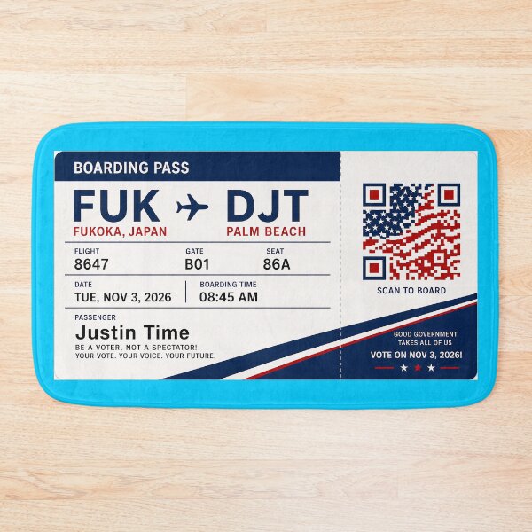 Item preview, ✈️ FUK → DJT Boarding Pass - LAST CALL FOR DEMOCRACY COLLECTION ✈️ - Passenger - Justin Time designed and sold by WheelieGdArt.