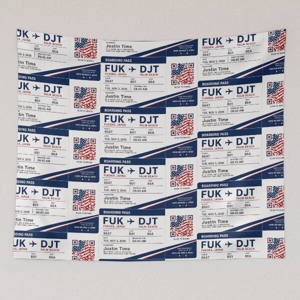 Item preview, ✈️ FUK → DJT Boarding Pass - LAST CALL FOR DEMOCRACY COLLECTION ✈️ - Passenger - Justin Time designed and sold by WheelieGdArt.